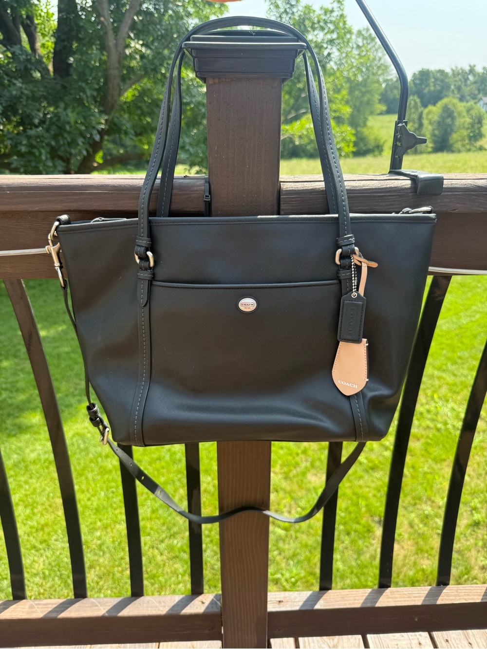 Coach Black Peyton Leather Tote with Shoulder Strap